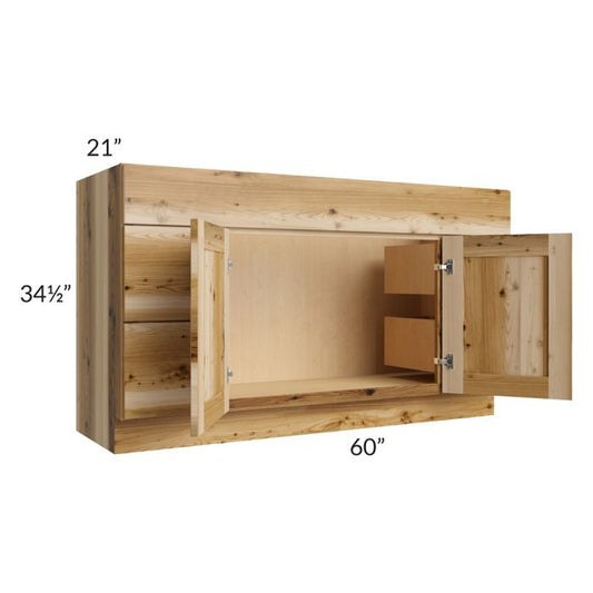 RTA Prairie Shaker 60" Vanity Sink Base Cabinet