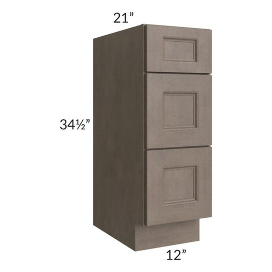 RTA Providence Natural Grey 12" Drawer Base Bathroom Vanity Cabinet