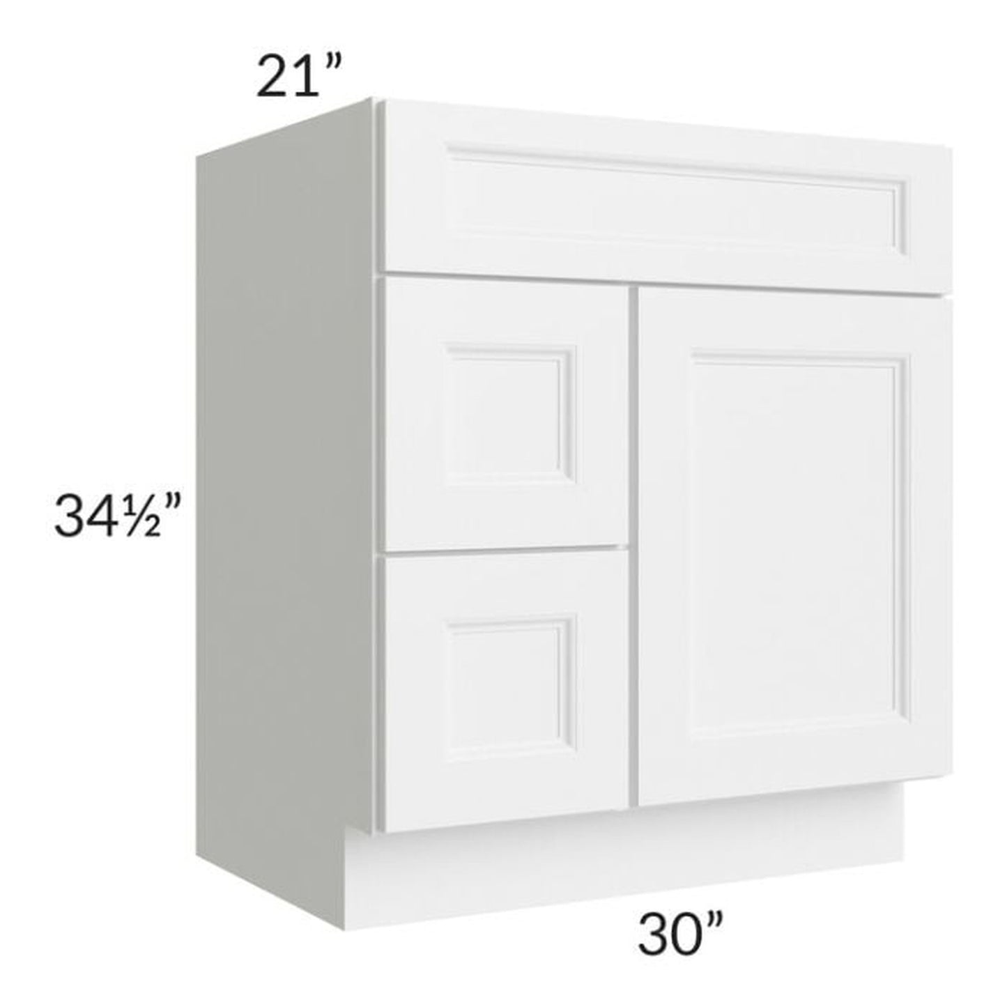 RTA Providence White 30" Bathroom Vanity (Drawers on Left)