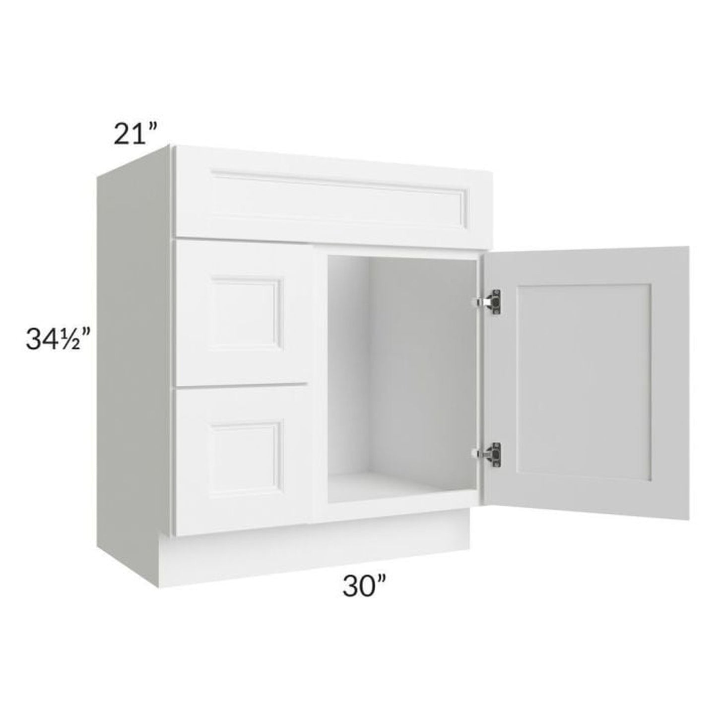 RTA Providence White 30" Bathroom Vanity (Drawers on Left)