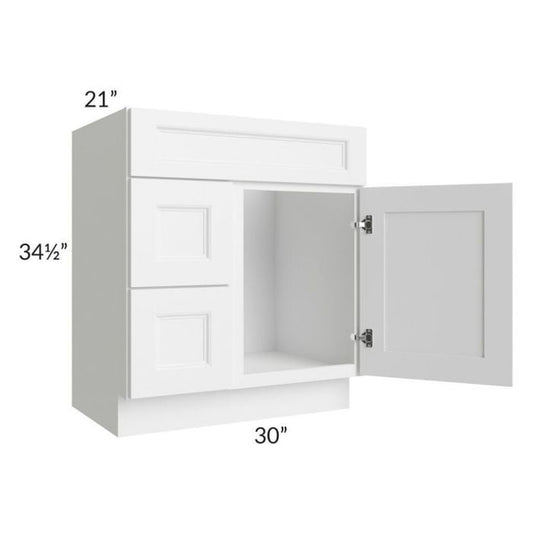 RTA Providence White 30" Bathroom Vanity (Drawers on Left)