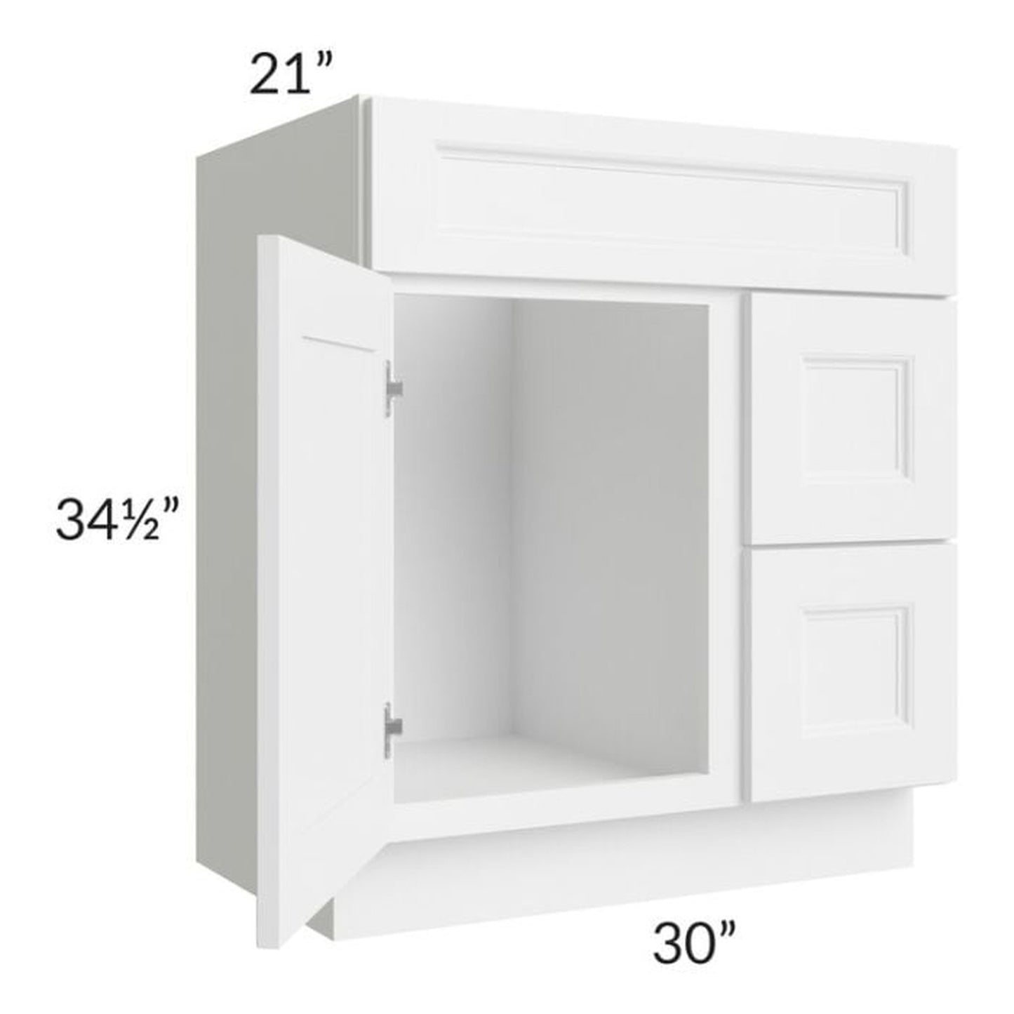 RTA Providence White 30" Bathroom Vanity (Drawers on Right)