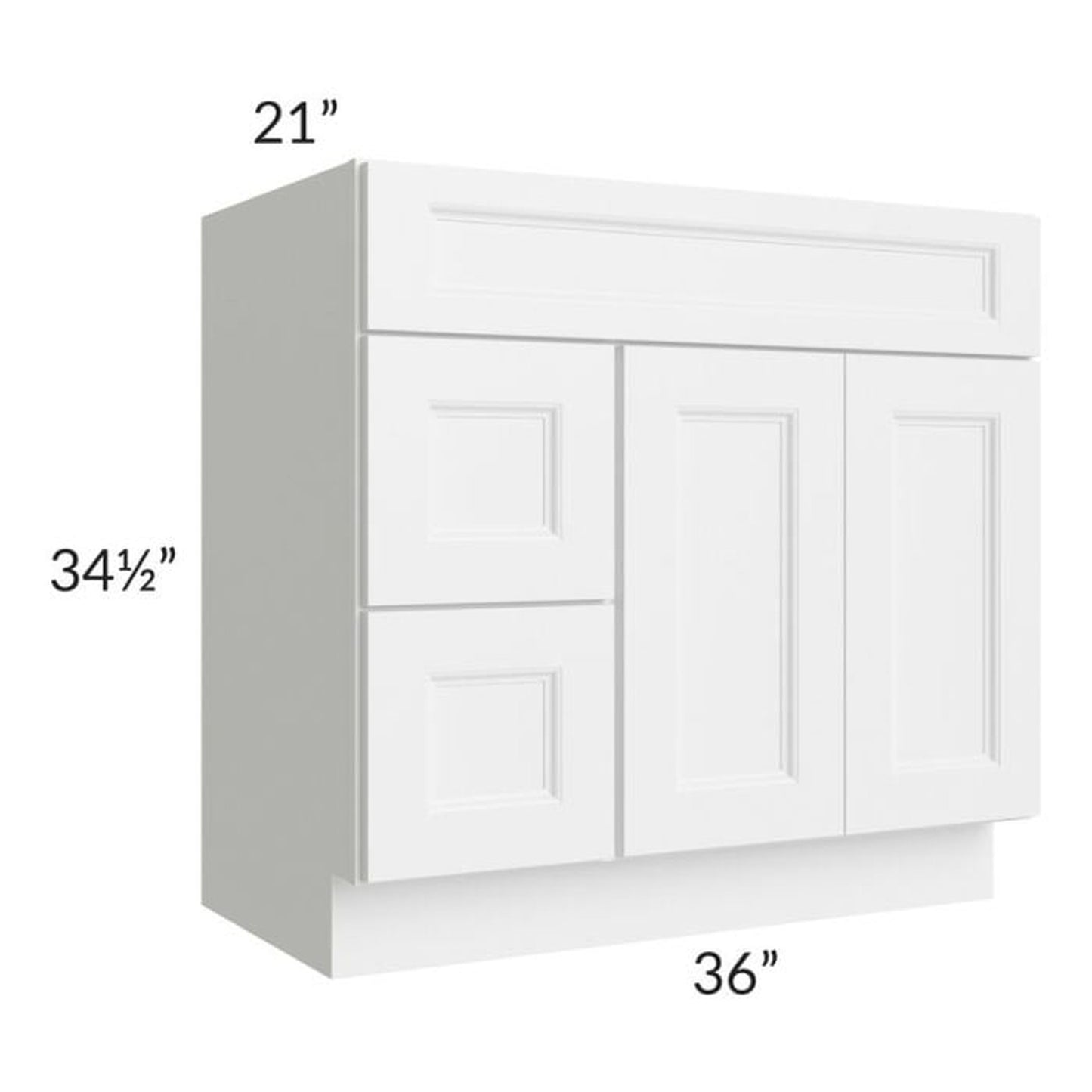 RTA Providence White 36" Bathroom Vanity (Drawers on Left)