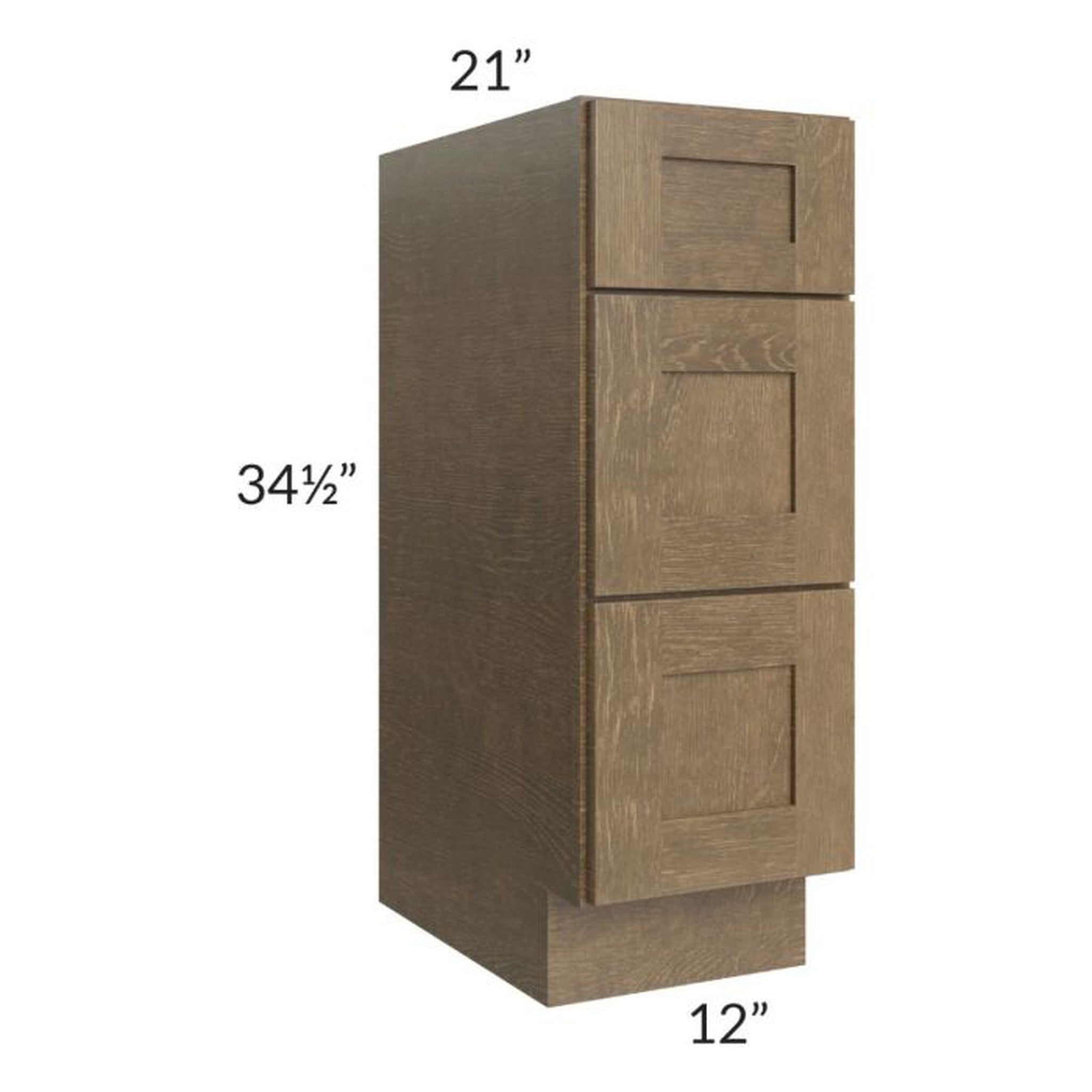 RTA Royal Bronze Shaker 12" Vanity Drawer Base Cabinet with 1 Finished