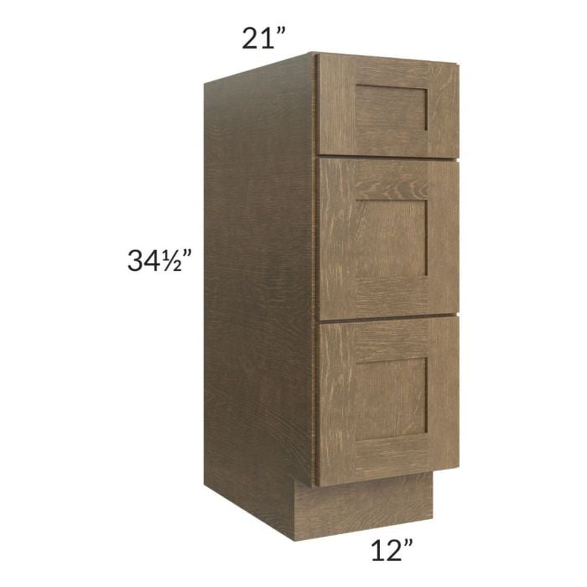 RTA Royal Bronze Shaker 12" Vanity Drawer Base Cabinet with 2 Finished Sides