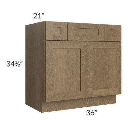 RTA Royal Bronze Shaker 36" Vanity Sink Base Cabinet with Drawers with 1 Finished Side