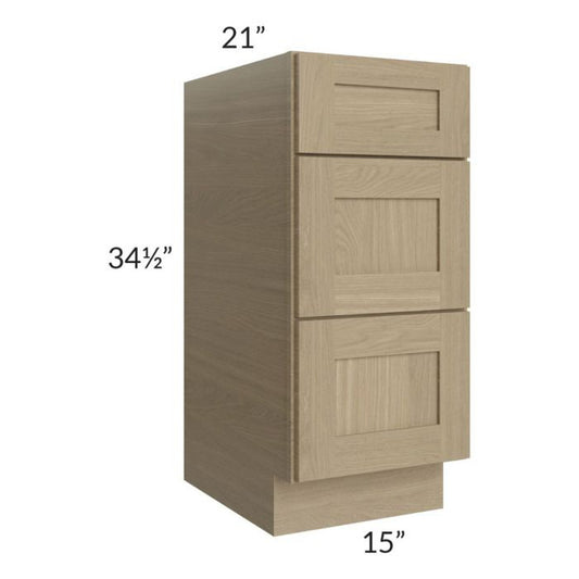 RTA Royal Natural Shaker 15" Vanity Drawer Base Cabinet With 2 Finished Sides