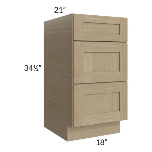 RTA Royal Natural Shaker 18" Vanity Drawer Base Cabinet With 1 Finished Side