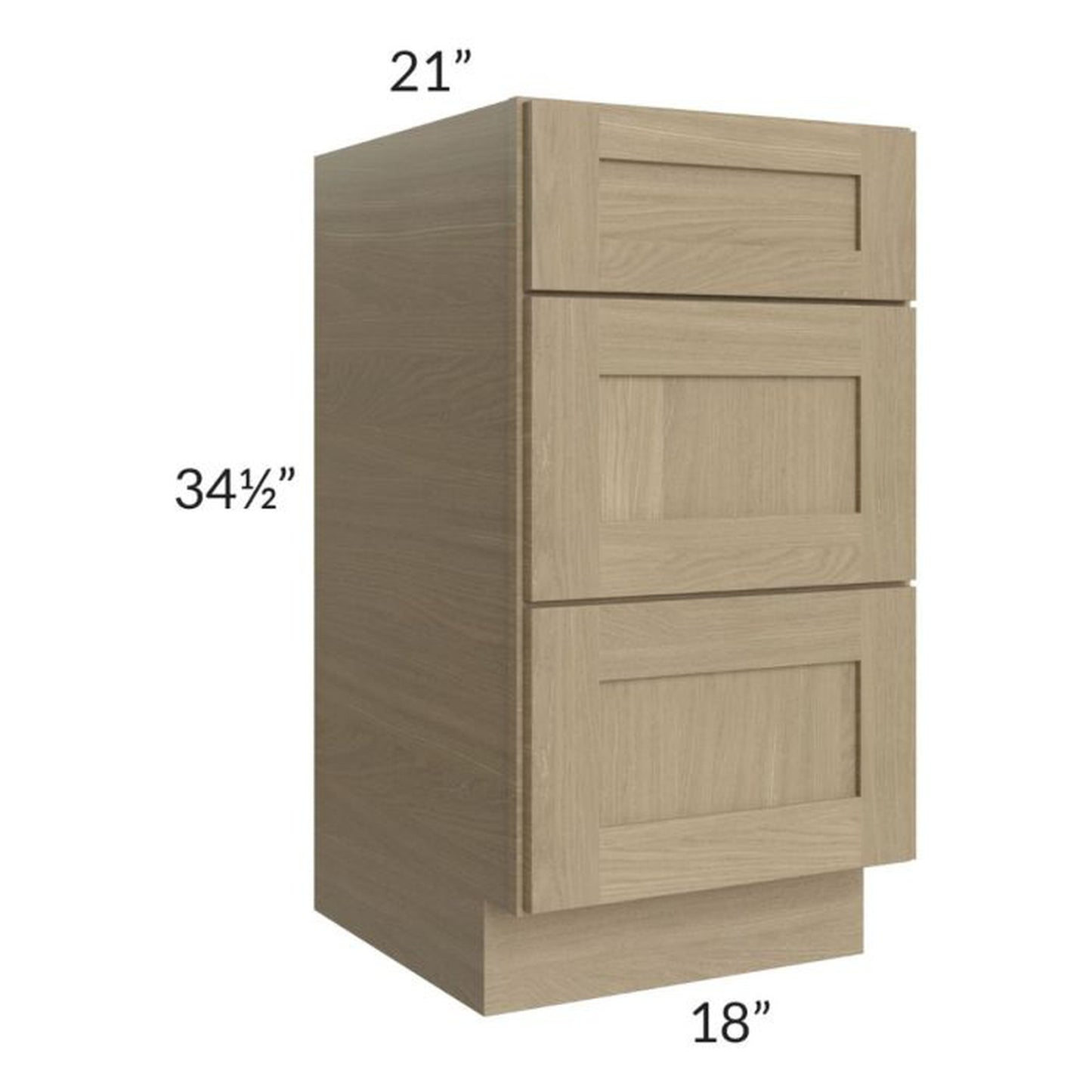 RTA Royal Natural Shaker 18" Vanity Drawer Base Cabinet With 2 Finished Sides