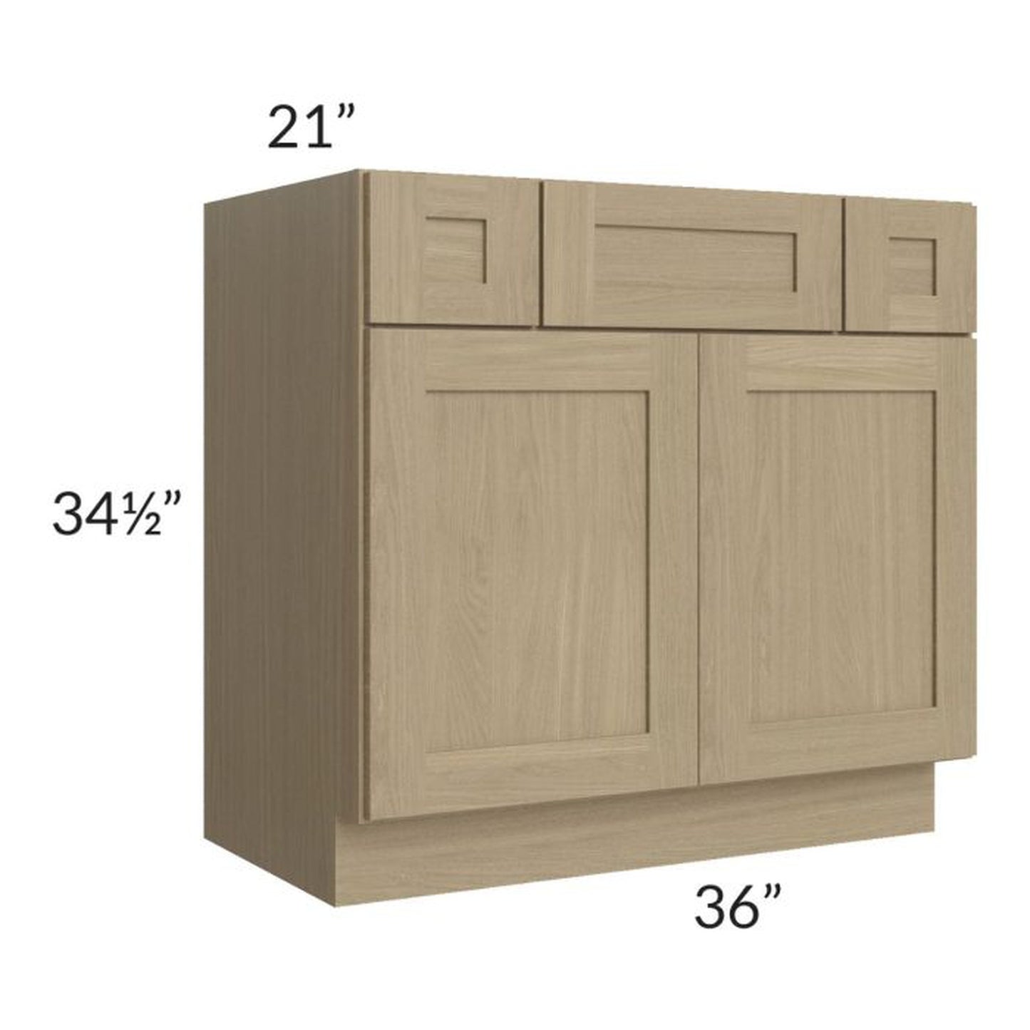 RTA Royal Natural Shaker 36" Vanity Sink Base Cabinet with Drawers