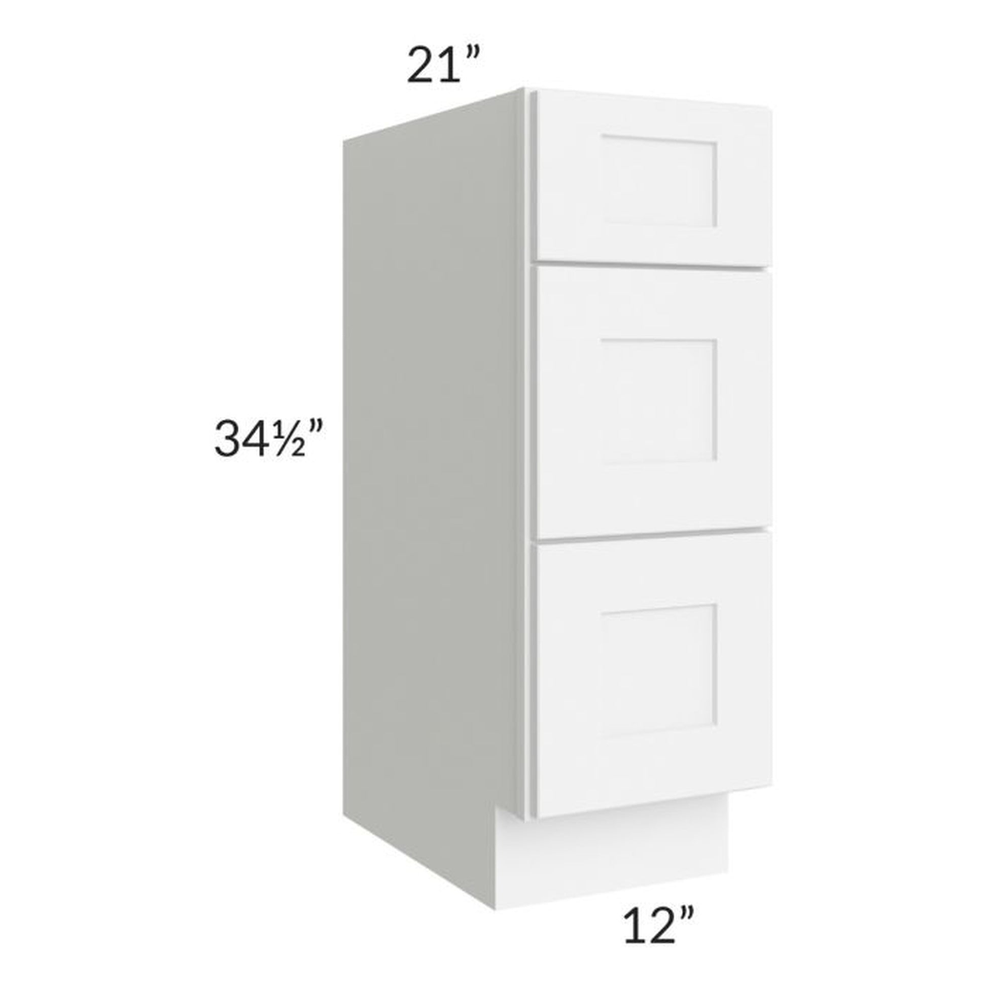 RTA Royal White Shaker 12" Vanity Drawer Base Cabinet