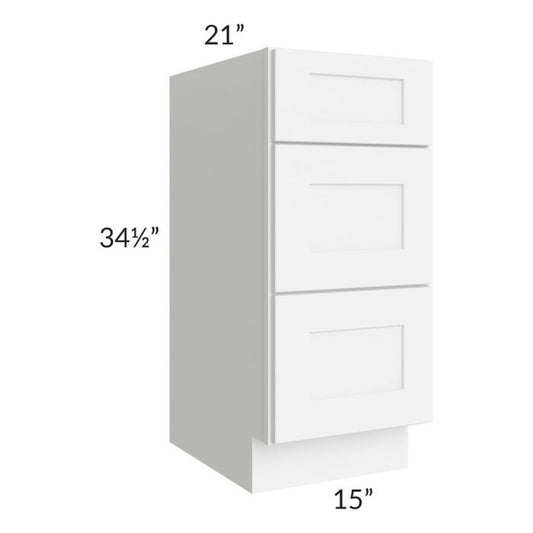 RTA Royal White Shaker 15" Vanity Drawer Base Cabinet