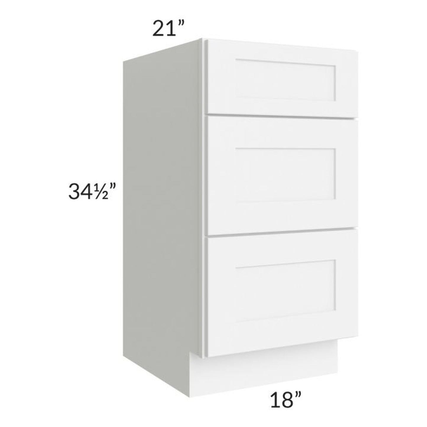 RTA Royal White Shaker 18" Vanity Drawer Base Cabinet