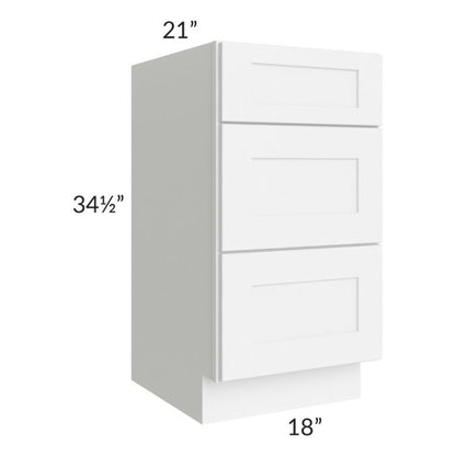 RTA Royal White Shaker 18" Vanity Drawer Base Cabinet