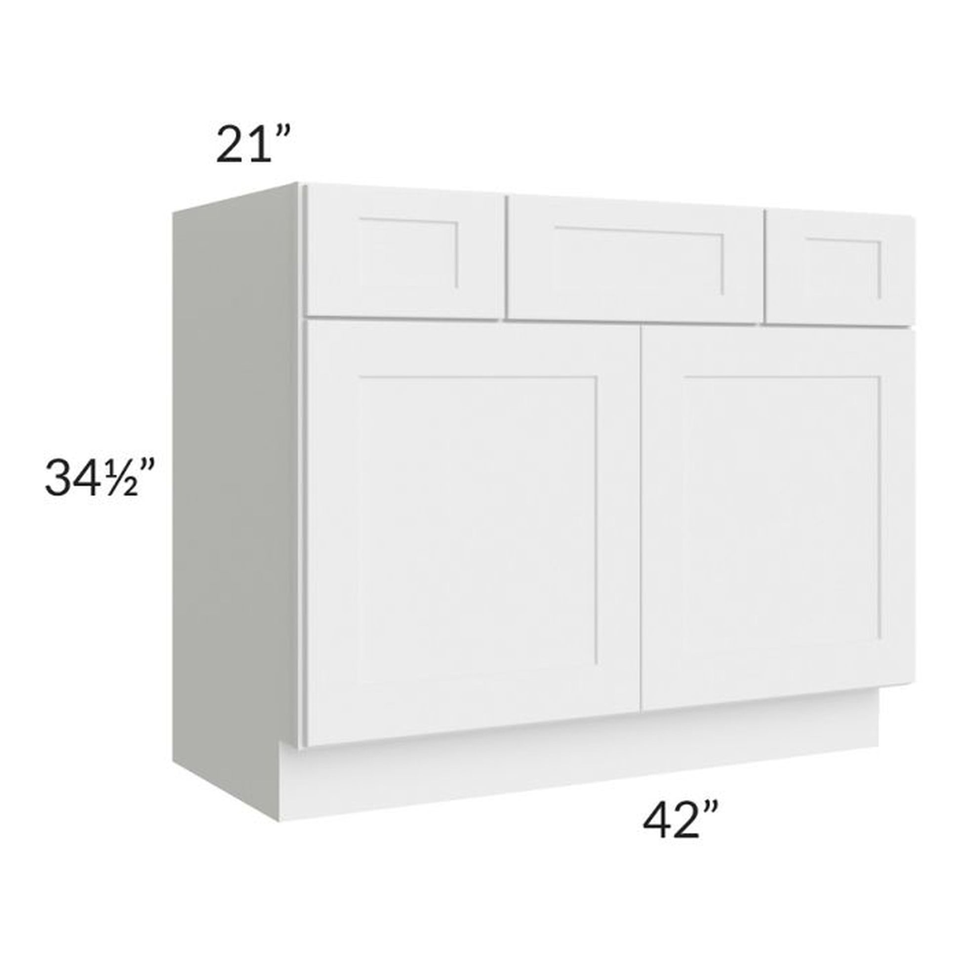 RTA Royal White Shaker 42" Vanity Sink Base Cabinet with Drawers