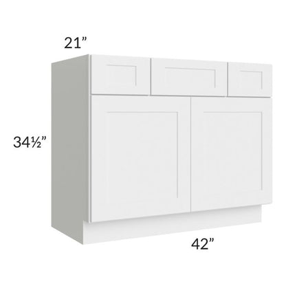 RTA Royal White Shaker 42" Vanity Sink Base Cabinet with Drawers