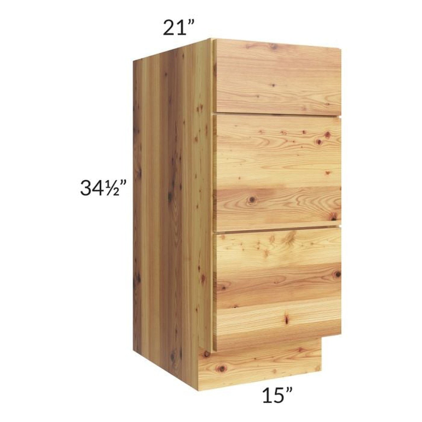 RTA Rustic Shaker 15" Vanity Three Drawer Base Cabinet with Drawers and 2 Decorative End Panels and 2 Skins