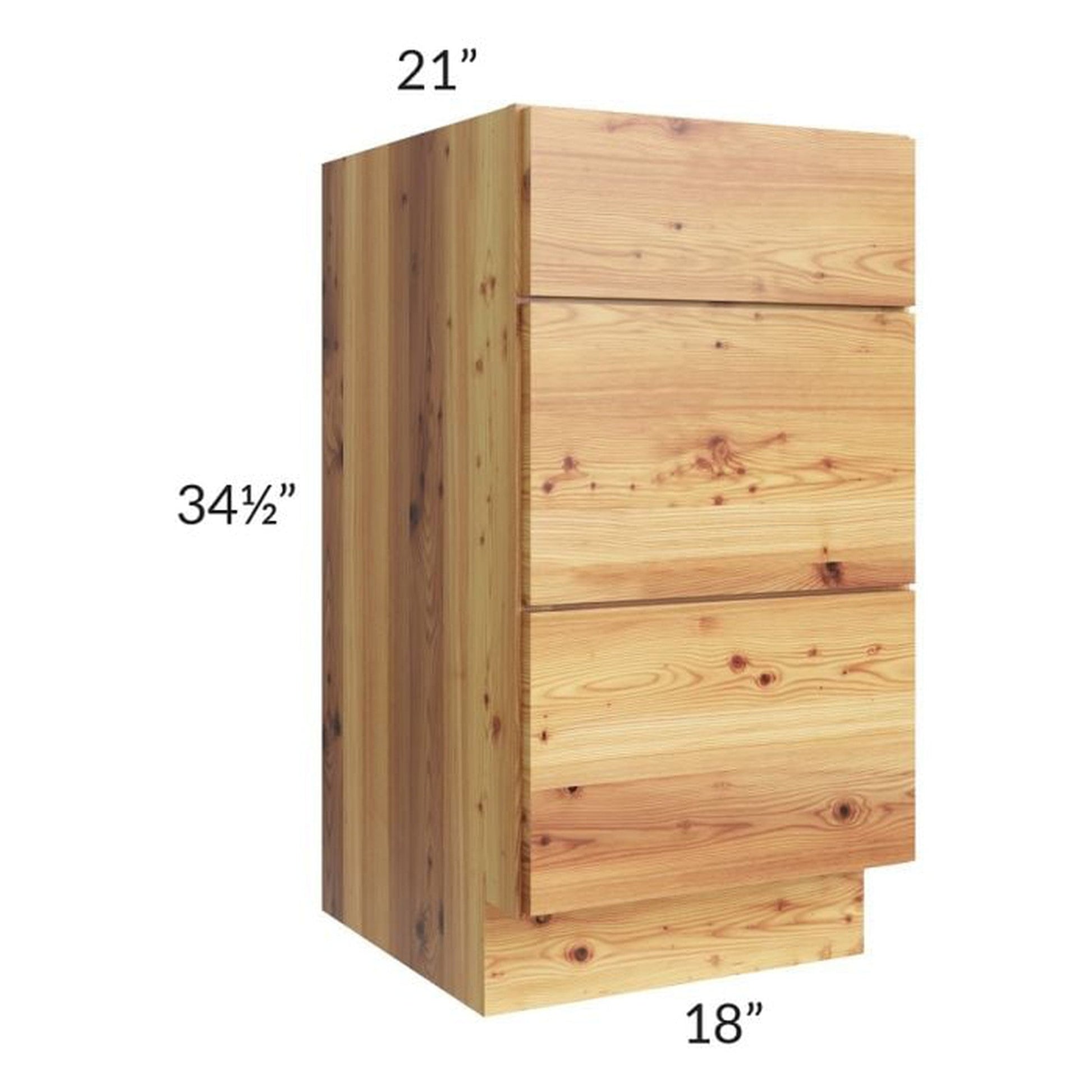 RTA Rustic Shaker 18" Vanity Three Drawer Base Cabinet with Drawers and 2 Decorative End Panels and 2 Skins