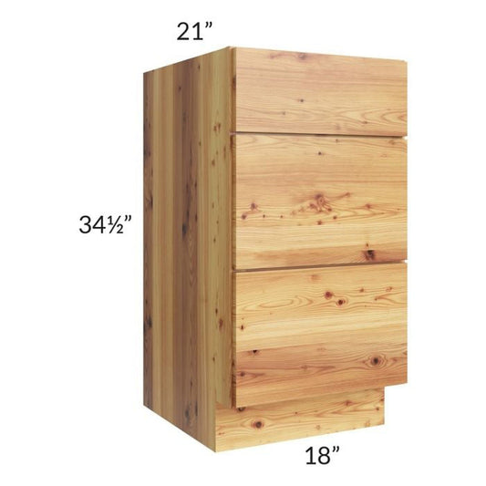 RTA Rustic Shaker 18" Vanity Three Drawer Base Cabinet with Drawers and 2 Decorative End Panels and 2 Skins