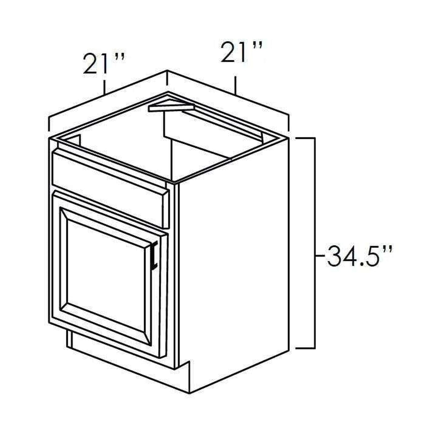 RTA Rustic Shaker 21" Vanity Sink Base Cabinet with Drawers and 2 Decorative End Panels and 1 Skin