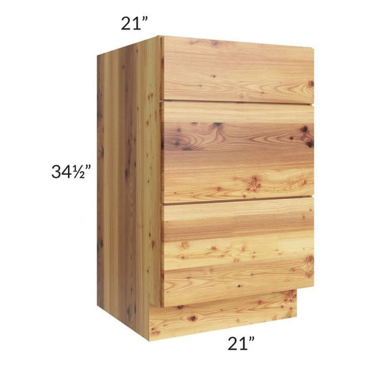 RTA Rustic Shaker 21" Vanity Three Drawer Base Cabinet with Drawers and 2 Decorative End Panels and 2 Skins