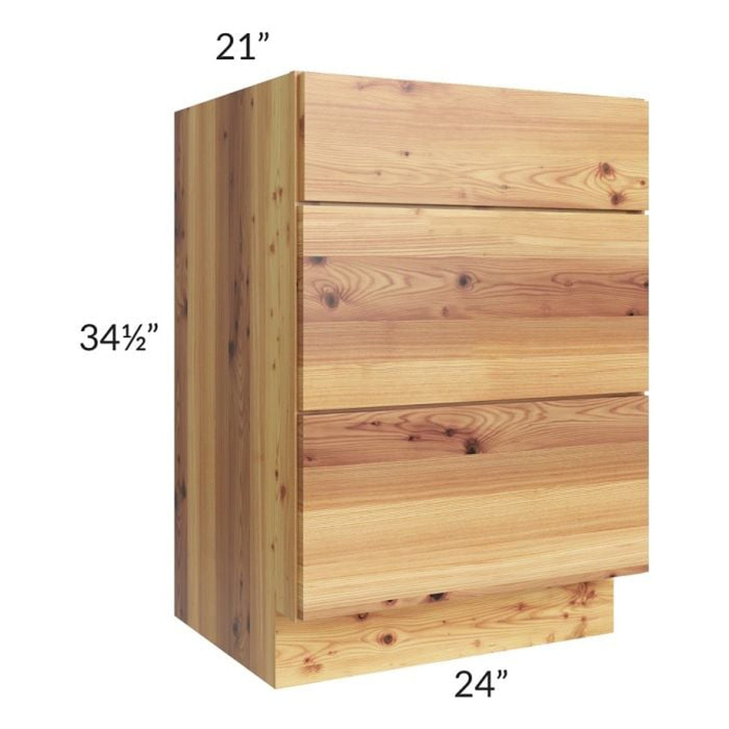 RTA Rustic Shaker 24" Vanity Three Drawer Base Cabinet with Drawers and 2 Decorative End Panels and 1 Skin