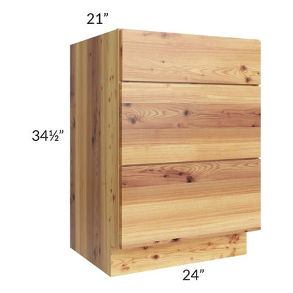 RTA Rustic Shaker 24" Vanity Three Drawer Base Cabinet with Drawers and 2 Decorative End Panels and 2 Skins