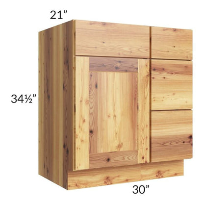 RTA Rustic Shaker 30" Vanity Sink Base Cabinet (Drawers on Right) with 2 Decorative End Panels and 2 Skins