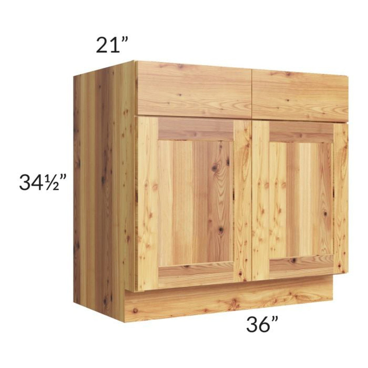 RTA Rustic Shaker 36" Vanity Sink Base Cabinet with Drawers and 2 Decorative End Panels and 1 Skin