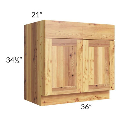 RTA Rustic Shaker 36" Vanity Sink Base Cabinet with Drawers and 2 Decorative End Panels and 1 Skin