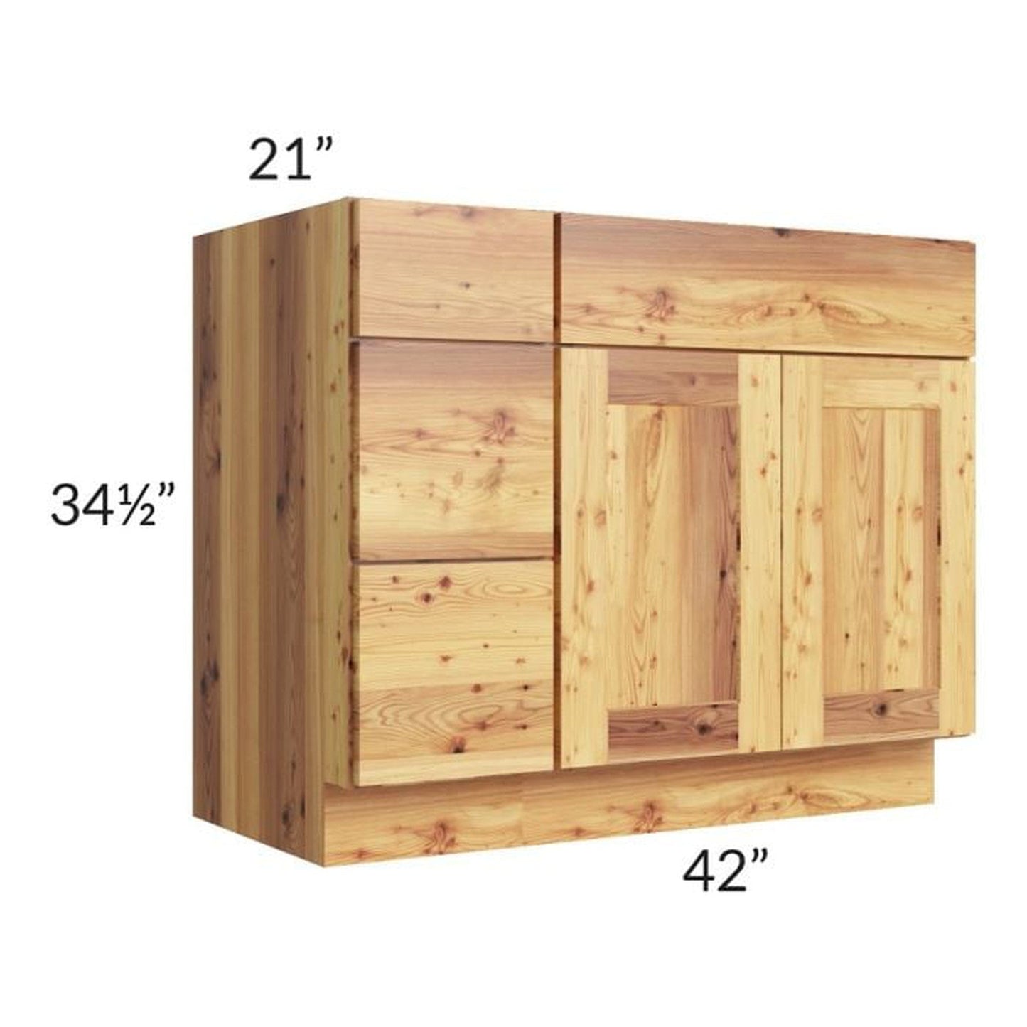 RTA Rustic Shaker 42" Vanity Sink Base Cabinet (Drawers on Left) with 2 Skins