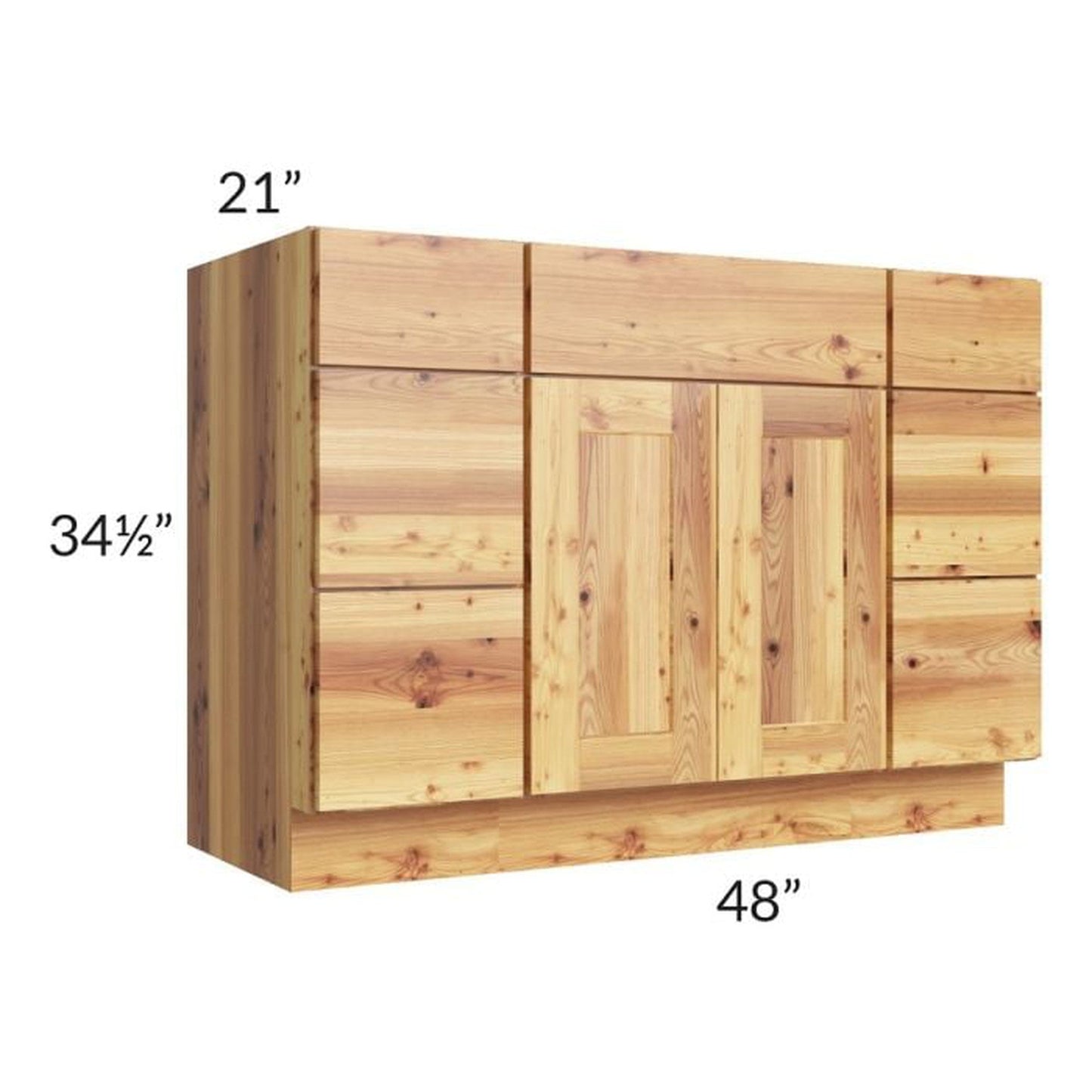 RTA Rustic Shaker 48" Vanity Sink Base Cabinet with Drawers and 2 Decorative End Panels