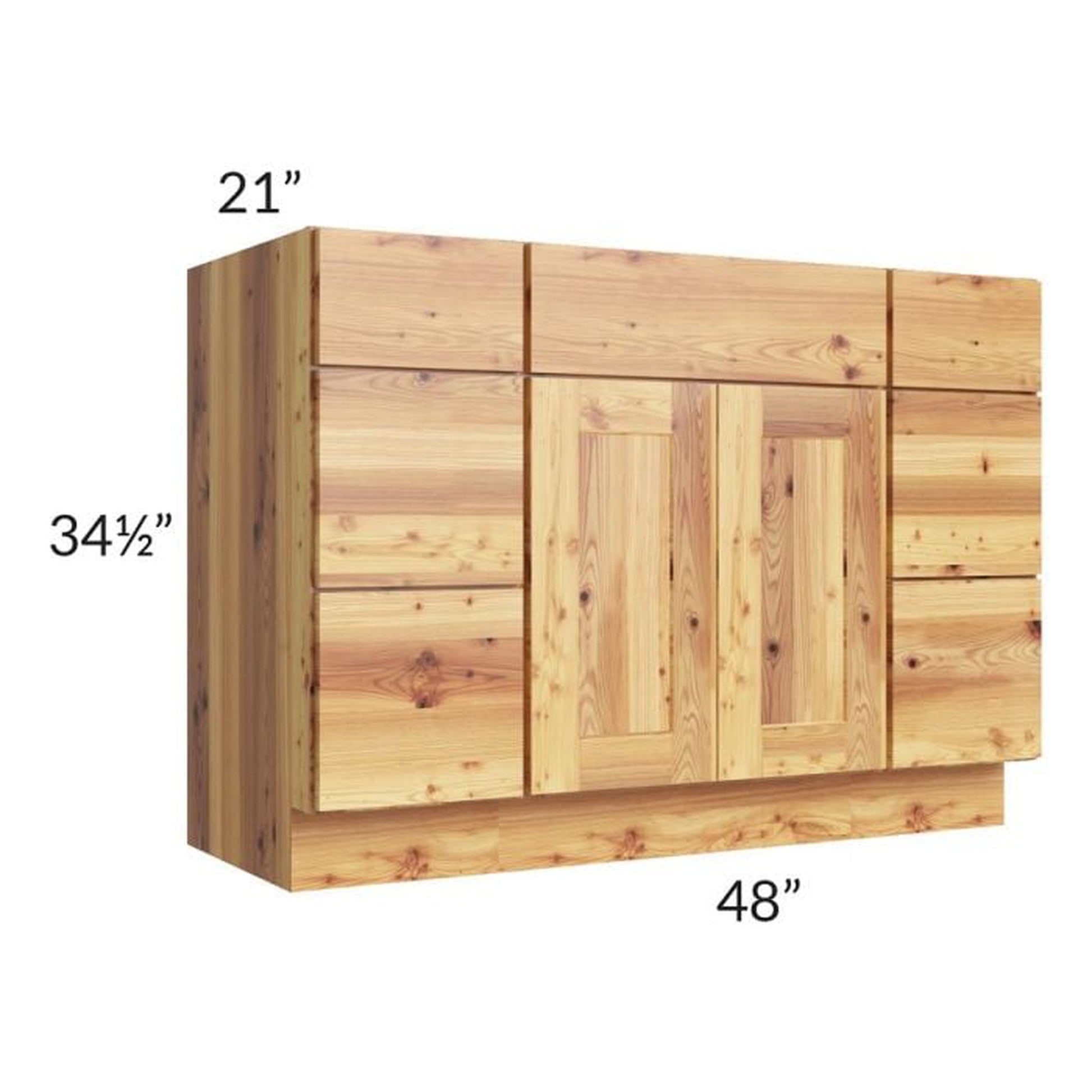 RTA Rustic Shaker 48" Vanity Sink Base Cabinet with Drawers and 2 Skins