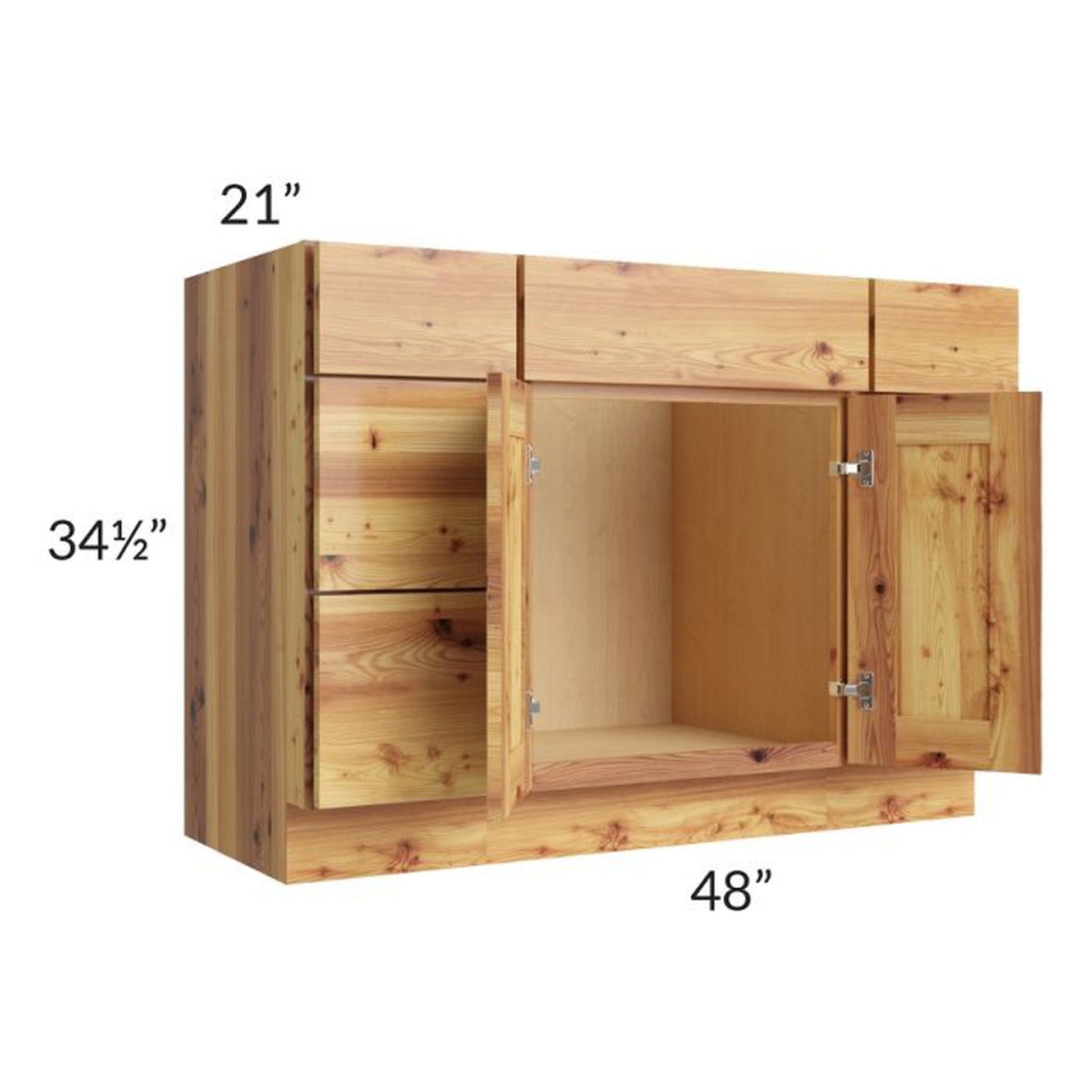 RTA Rustic Shaker 48" Vanity Sink Base Cabinet with Drawers