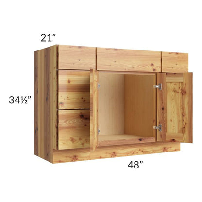 RTA Rustic Shaker 48" Vanity Sink Base Cabinet with Drawers