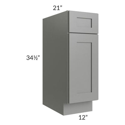 RTA Shale Grey Shaker 12" Vanity Base Cabinet with 2 Decorative End Panels