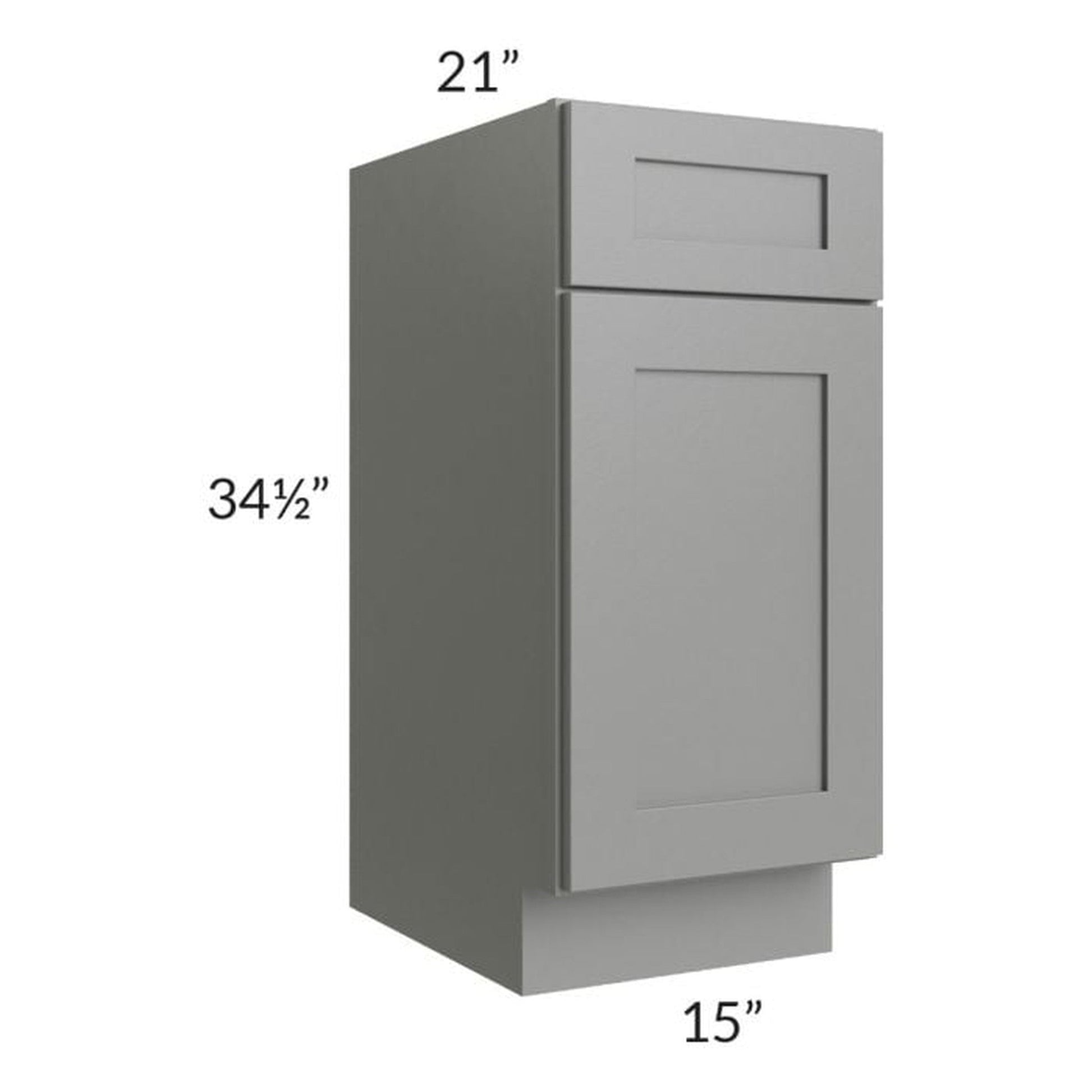 RTA Shale Grey Shaker 15" Vanity Base Cabinet with 1 Decorative End Panel