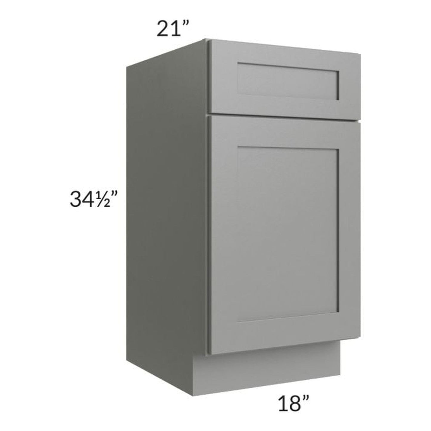 RTA Shale Grey Shaker 18" Vanity Base Cabinet with 1 Decorative End Panel