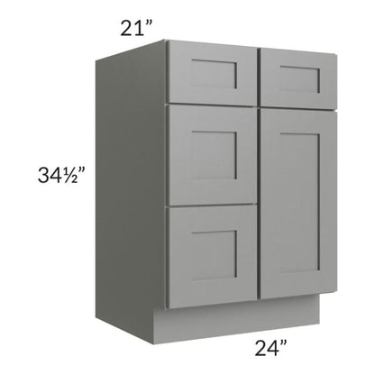 RTA Shale Grey Shaker 24" Vanity Sink Base Cabinet (Drawers on Left) with 1 Decorative End Panel