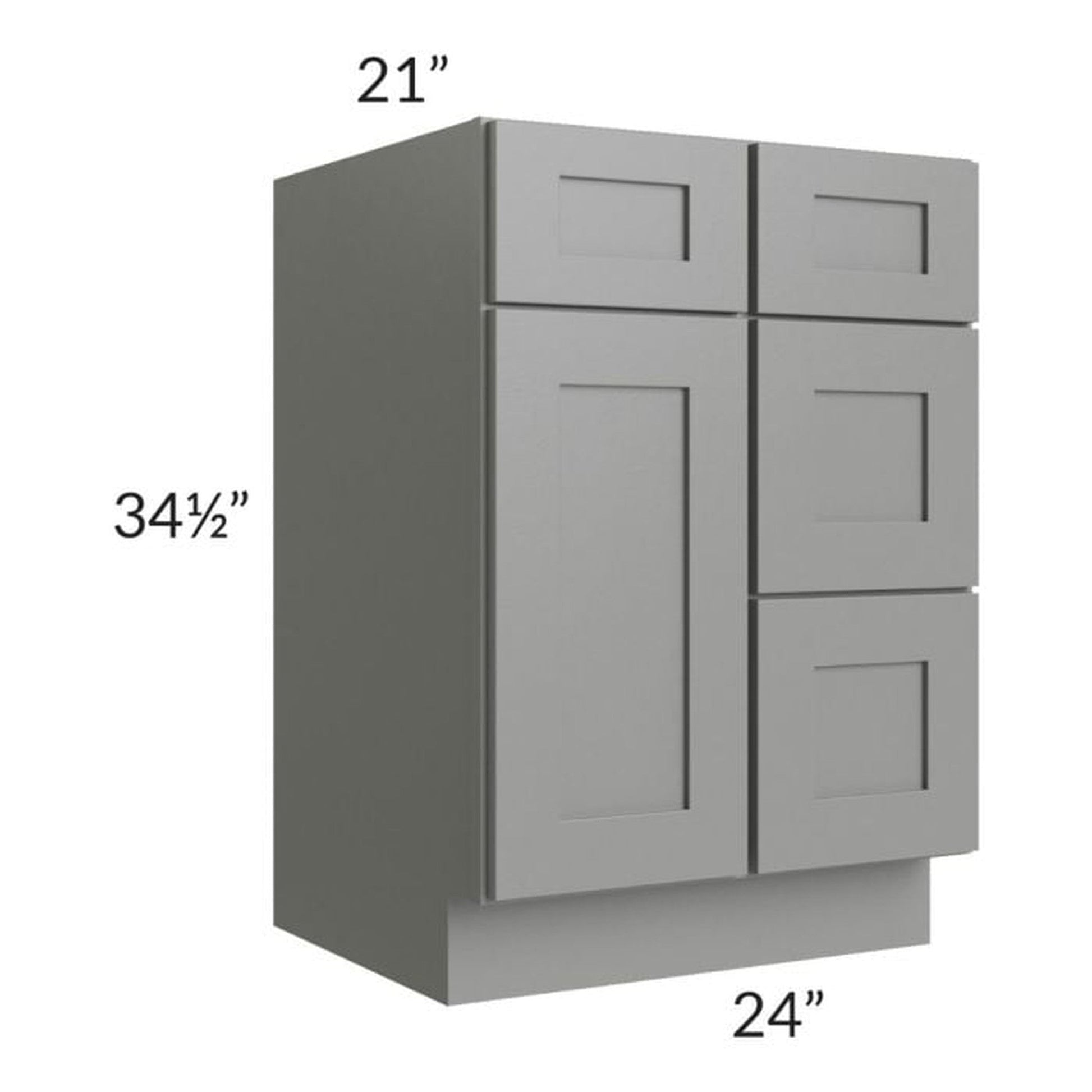 RTA Shale Grey Shaker 24" Vanity Sink Base Cabinet (Drawers on Right)