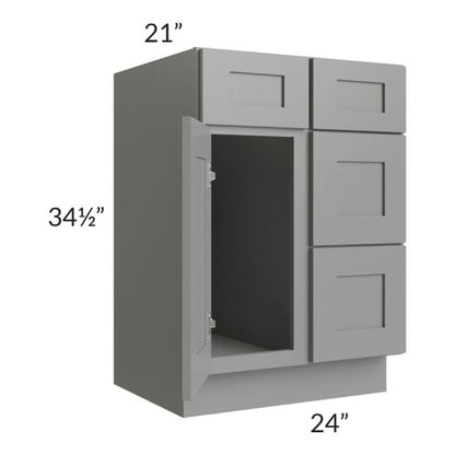RTA Shale Grey Shaker 24" Vanity Sink Base Cabinet (Drawers on Right) with 2 Decorative End Panels