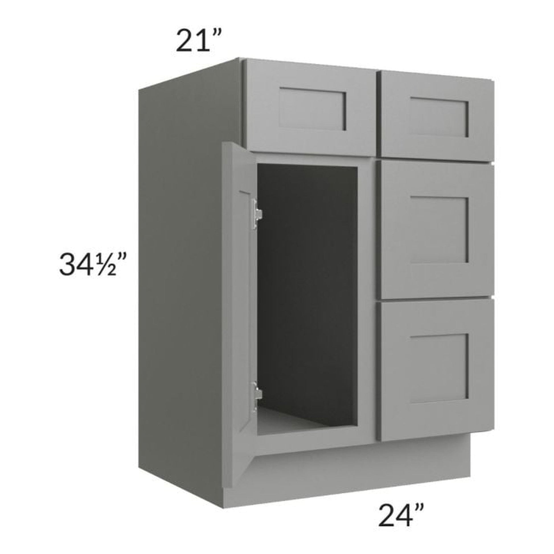 RTA Shale Grey Shaker 24" Vanity Sink Base Cabinet (Drawers on Right)
