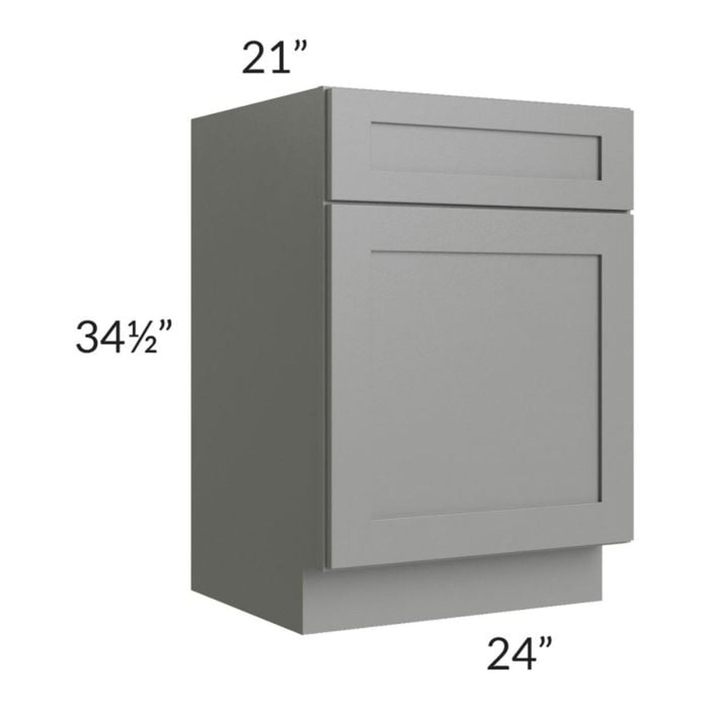 RTA Shale Grey Shaker 24" Vanity Sink Base Cabinet with 1 Decorative End Panel