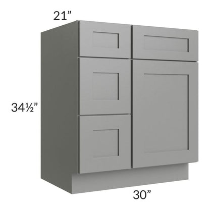 RTA Shale Grey Shaker 30" Vanity Sink Base Cabinet (Drawers on Left)