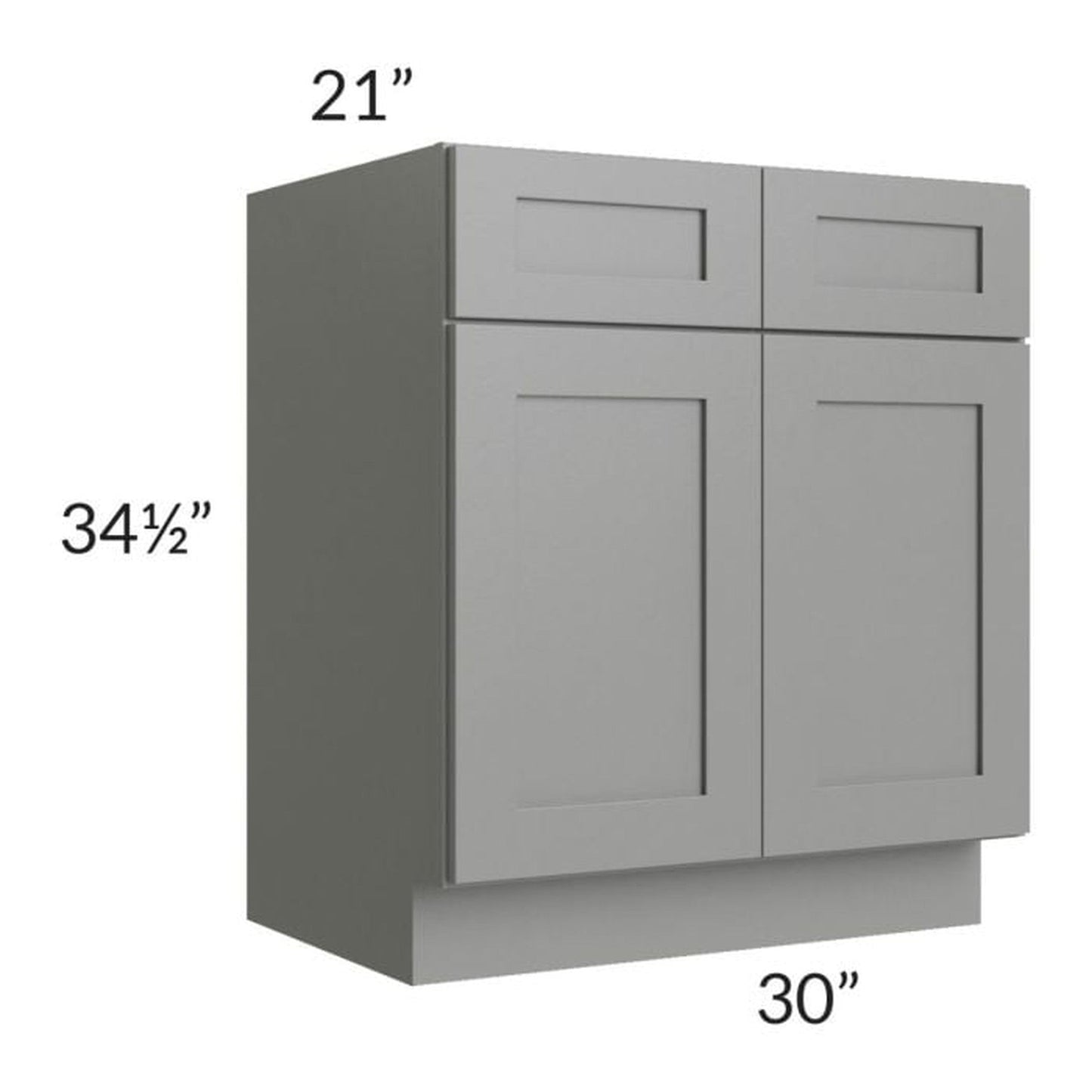 RTA Shale Grey Shaker 30" Vanity Sink Base Cabinet with 1 Decorative End Panel