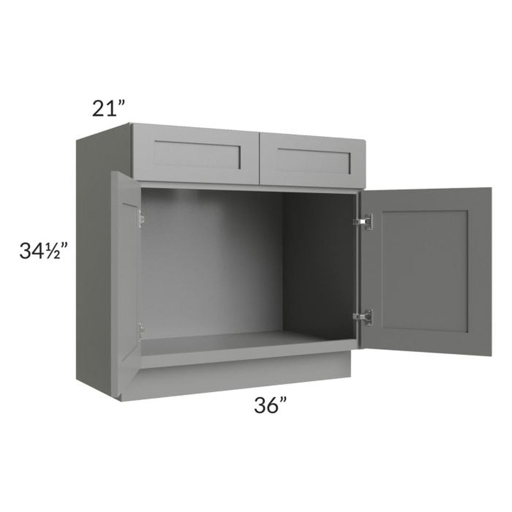 RTA Shale Grey Shaker 36" Vanity Sink Base Cabinet with 2 Decorative End Panels