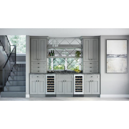 RTA Shale Grey Shaker 42" Vanity Sink Base Cabinet (Drawers on Left) with 2 Decorative End Panels