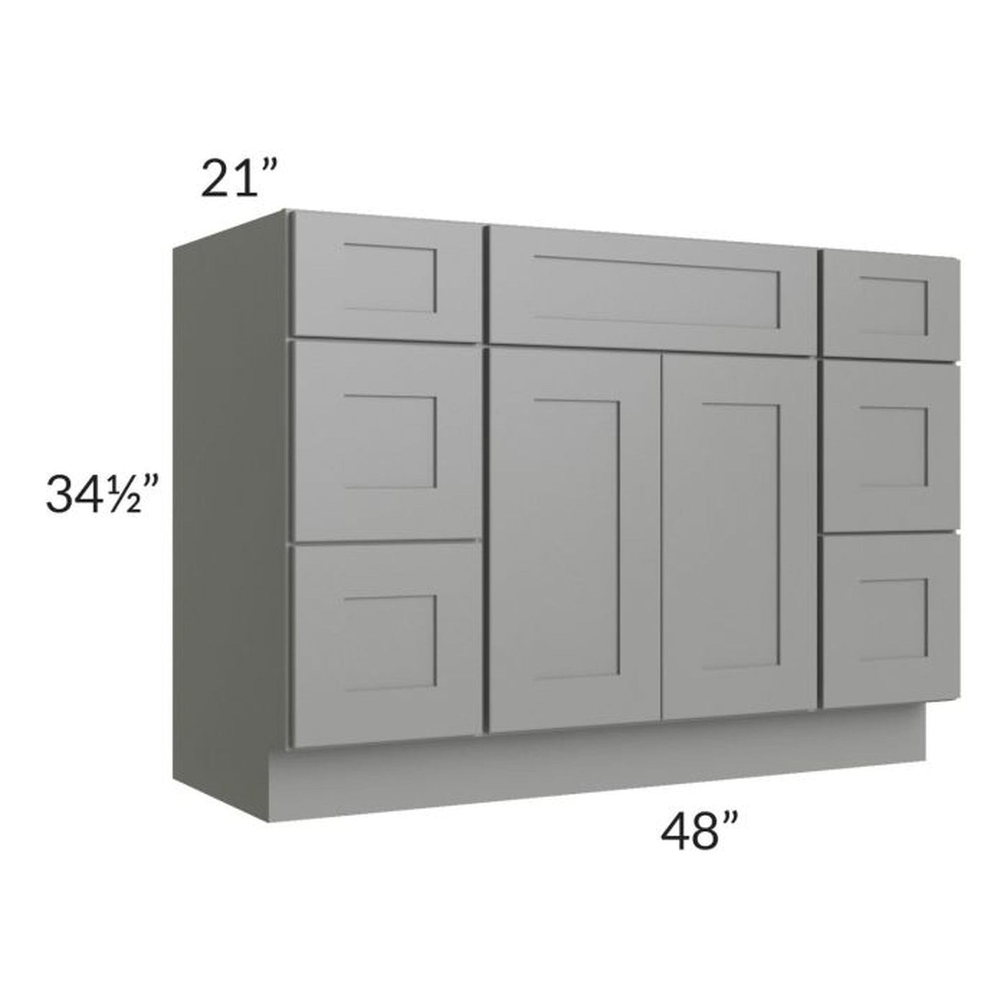 RTA Shale Grey Shaker 48" Vanity Sink Base Cabinet with Drawers