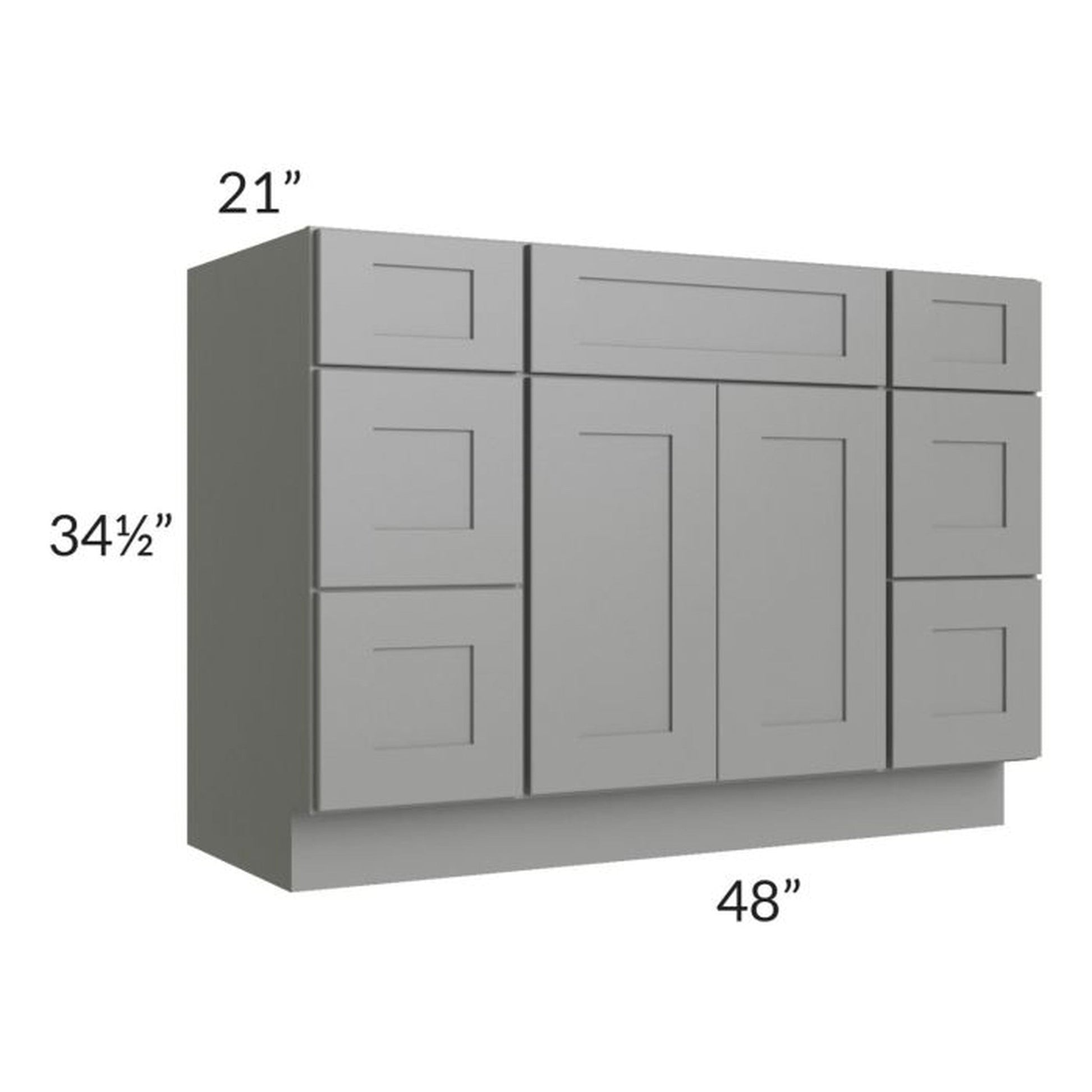 RTA Shale Grey Shaker 48" Vanity Sink Base Cabinet with Drawers