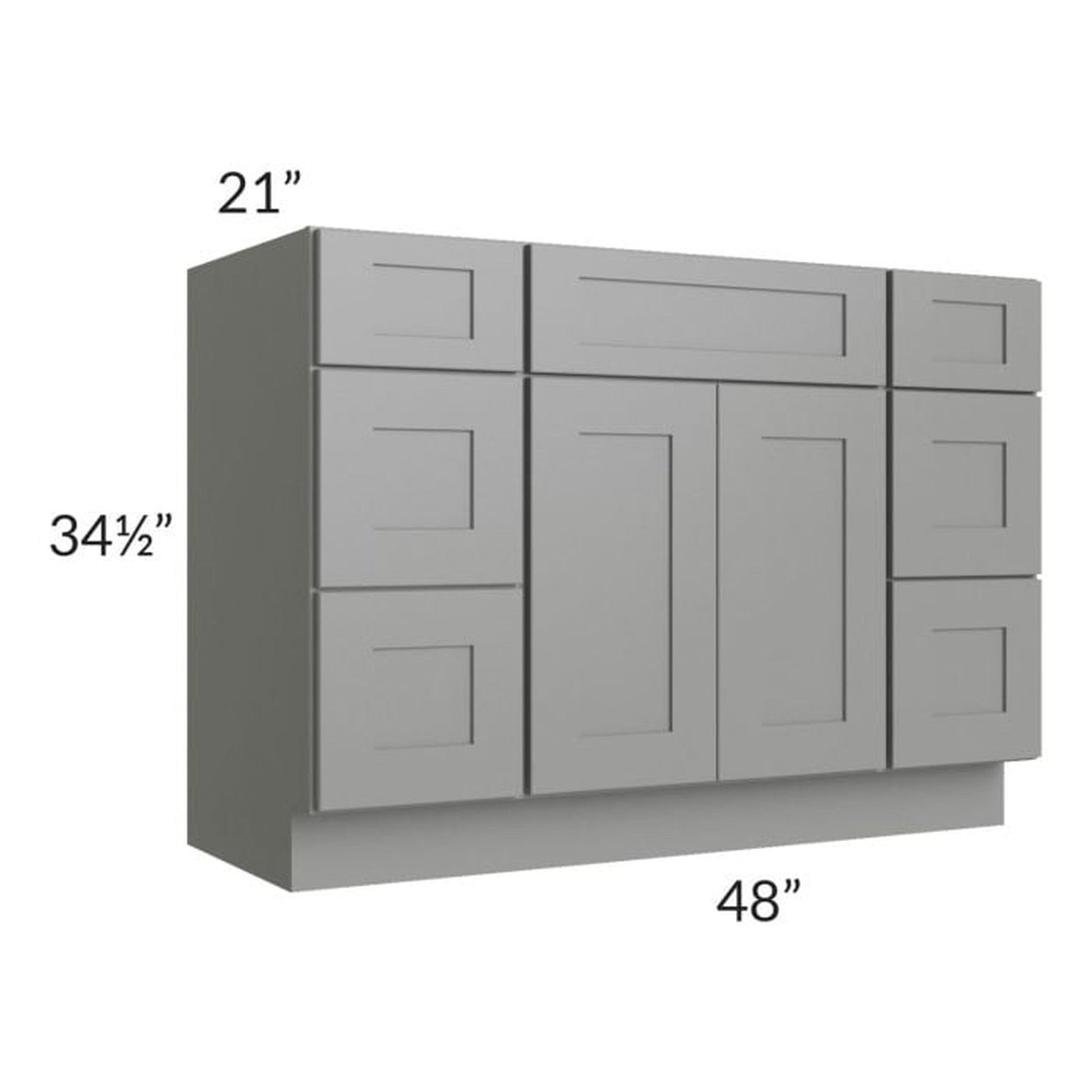 RTA Shale Grey Shaker 48" Vanity Sink Base Cabinet with Drawers with 1 Decorative End Panel